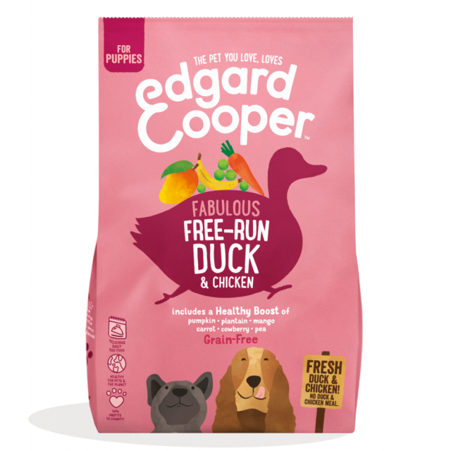 Edgard & Cooper Brokjes Puppy Verse Scharrelkip & Scharreleend Met Banaan, Pompoen -7 kg 