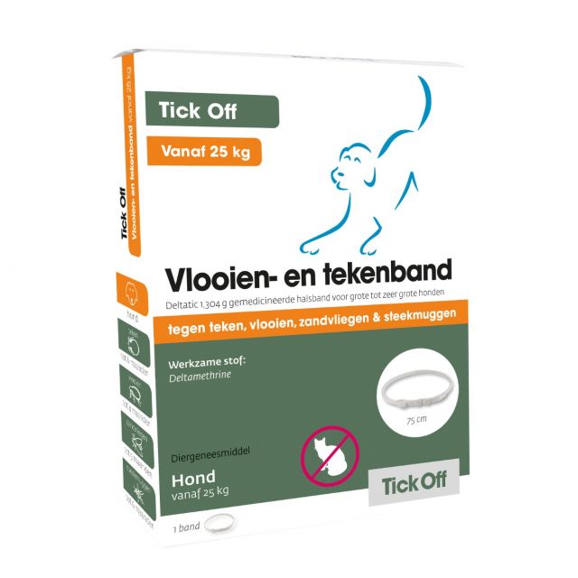 Exil Tick Off Tekenband Extra Grote Hond -75 cm  + Gratis Tekenhaken set
