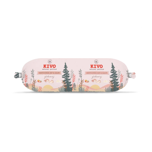 Kivo Gestoomd Worst Kip & Zalm -600 gram