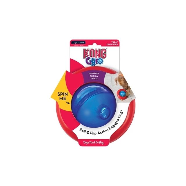 KONG Gyro Voerbal Rood / Blauw Large -17x17x9,5 cm