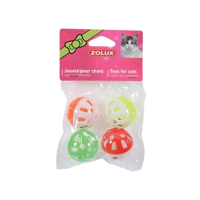 Zolux Kattenspeelgoed Bal Met Bel Assorti -3 cm- 4 st
