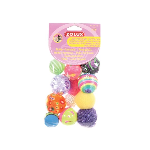 zolux kattenspeelgoed fancy gekleurde ballen assorti 12 ST
