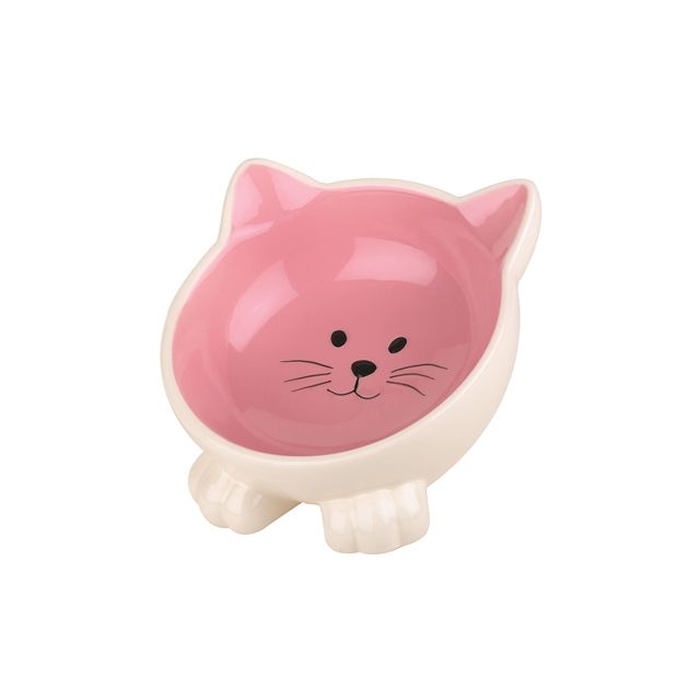  Happy Pet Voerbak Kat Orb Roze / Creme  14.5 x 13x4.5 cm