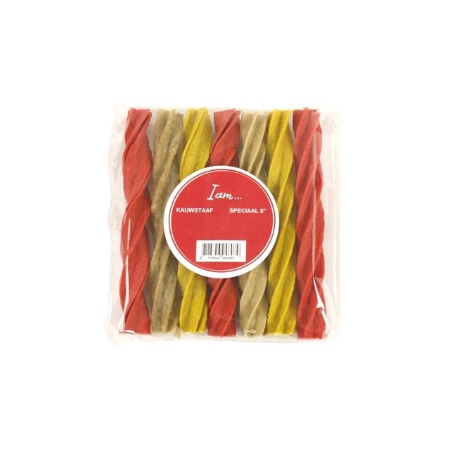 I am Dentalstick Kip/Lam/Rund -5"/ 12,5 cm - 7 stuks