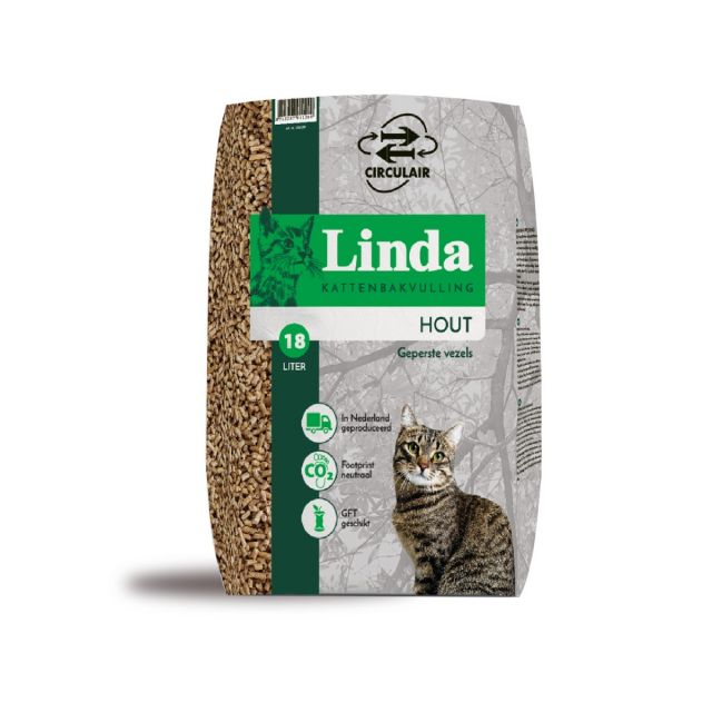 Linda Kattenbakvulling Hout Circulair -18 ltr