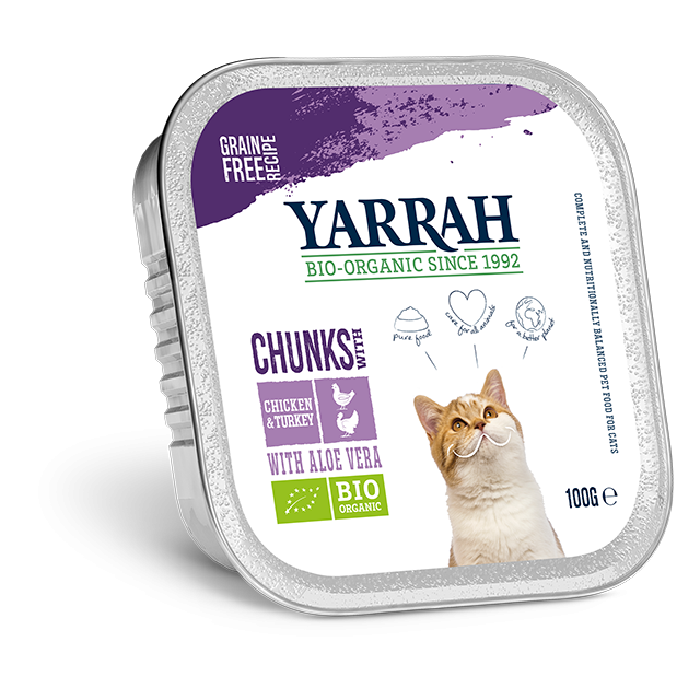 Yarrah Cat Alu Brokjes Graanvrij Kip & Kalkoen -100 gram